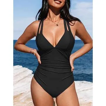 CUPSHE Women's Tummy Control One Piece Swimsuit - Black