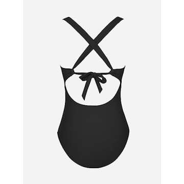 CUPSHE Women One Piece Swimsuit Deep V Neck Tummy Control Double Straps M Black