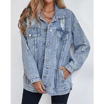 LifeShe Long Oversized Denim Jacket for Women