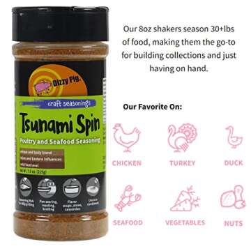Dizzy Pig Tsunami Spin Asian Fusion Seasoning Rub (8oz Shaker) - Hand Made in the USA