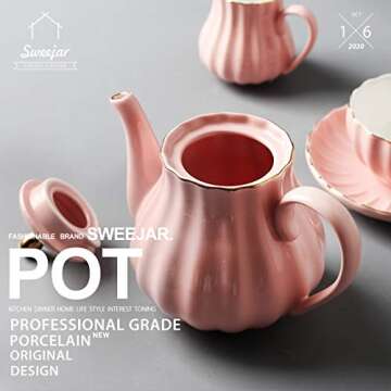 Sweejar Royal Teapot, Ceramic Tea Pot with Removable Stainless Steel Infuser, Blooming & Loose Leaf ...