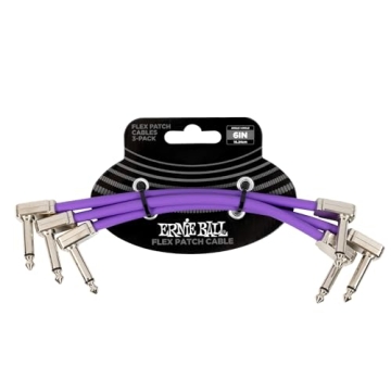 Ernie Ball Flex Patch Cable 6in - Purple - 3 Pack for Guitar Effects
