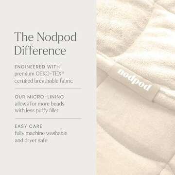 nodpod Body 6.5lb Compact Weighted Blanket I Perfect for Relaxation, Lounging, Napping, Sleeping & Travel I Glass Bead Filled, Machine Washable I Bone I (29" x 24")