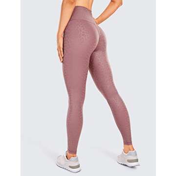 CRZ YOGA Women's Matte Faux Leather Leggings 25'' - High Waisted Workout Tights Leopard Pattern Coat...