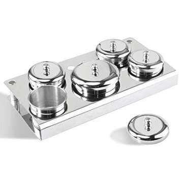 Nail Liquid Container,Nail Art Powder Liquid Cup with Lids, Professional Stainless Steel 5 Pcs Manicure Powder Liquid Set Container Jar Organizer Tray,Nail Art Tools
