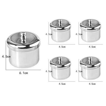 Nail Liquid Container,Nail Art Powder Liquid Cup with Lids, Professional Stainless Steel 5 Pcs Manicure Powder Liquid Set Container Jar Organizer Tray,Nail Art Tools