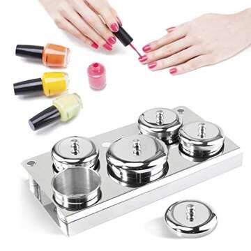 Nail Liquid Container,Nail Art Powder Liquid Cup with Lids, Professional Stainless Steel 5 Pcs Manicure Powder Liquid Set Container Jar Organizer Tray,Nail Art Tools