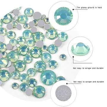 4 Packs Mix Color Opal Crystal Nail Art Rhinestones 3d Charm Glass Flatback Non Hotfix DIY Nail Jewe...