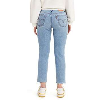 Levi's Women's Wedgie Straight Jeans, (New) Medium Indigo Destructed, 28