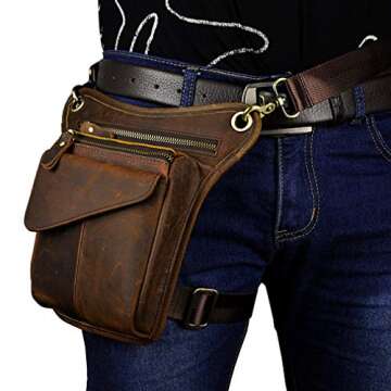 Leather Waist Pack Drop Leg Bag for Men Women - Multi-Functional