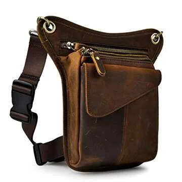 Leather Waist Pack Drop Leg Bag for Men Women - Multi-Functional