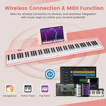 Costzon 88-Key Folding Piano Keyboard, Full-Size Semi-Weighted Electric Piano Digital Piano w/MIDI, Microphone, Music Stand & Carrying Bag, Portable Keyboard Piano for Beginners Teens Adults (Pink)
