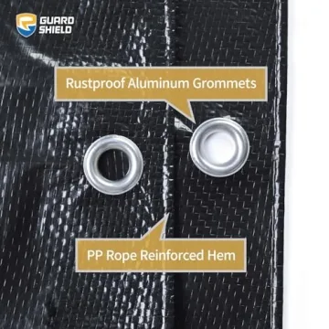 GUARD SHIELD Black Tarp 8x12 Feet Waterproof Lightweight Cover