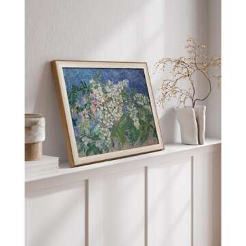VIYYIEA Framed Canvas Wall Art, Flowers Wall Art for Living Room, Vintage Oil Painting Picture, Van ...