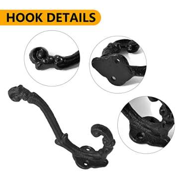 Decorative Heavy Duty Cast Iron Hooks for Home Decor