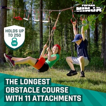 65 FT Ninja Warrior Obstacle Course for Kids Outdoor Fun