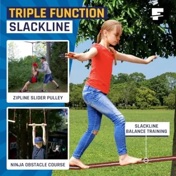 65 FT Ninja Warrior Obstacle Course for Kids Outdoor Fun