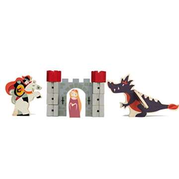 Tender Leaf Toys Knight and Dragon Tales – Wooden Medieval Castle Set for Toddlers - Social, Creative, and Imaginative Play – Ages 3 Years +