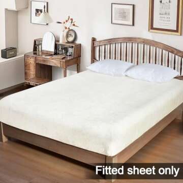 PHF Truly Velvet Fitted Sheet Only Queen Size, Luxury Super Soft Cozy Comfy Fleece Bottom with 15" D...