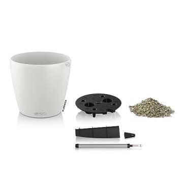 Lechuza 13230 Classico Color 43 Self-Watering Indoor and Outdoor Use, 17" x 16", White Matte Planter