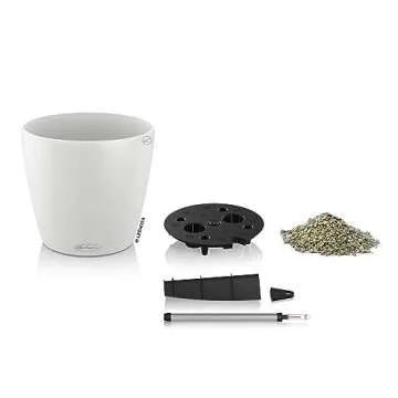 Lechuza 13230 Classico Color 43 Self-Watering Indoor and Outdoor Use, 17" x 16", White Matte Planter