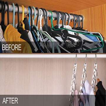 Meetu Space Saving Hangers - Multifunctional Stainless Steel Closet Organizer with Cascading Design ...