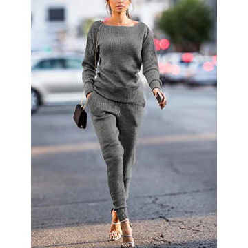 Stylish Womens Rib-Knit Two Piece Track Suit for All Sizes