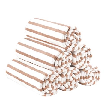 JML Microfiber Beach Towels, Quick Dry Bath Towel Set (6 Pack, 27" x 55") - Cabana Stripe - Multi Pu...