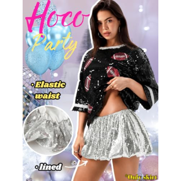 Shiny ChiaoLezhee Sequin Bubble Mini Skirt for Women