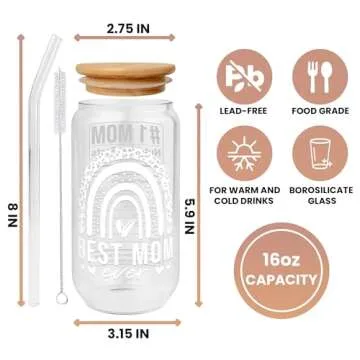 Gifts for Mom from Daughter Son - Mom Gifts for Christmas, Mom Christmas Gifts, Christmas Gifts for Mom Wife - Mom Birthday Gifts, Birthday Gifts for Mom - New Mom Gifts for Women - 16 Oz Can Glass