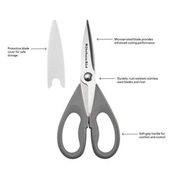 KitchenAid All Purpose Shears with Protective Sheath, 8.72-Inch, Gray
