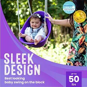 Swurfer Coconut Toddler Swing – Comfy Baby Swing Outdoor, 3- Point Adjustable Safety Harness, Secure, Safe Quick Click Locking System, Blister-Free Rope, Easy Installation, Ages 9 M and Up, Plp Purple