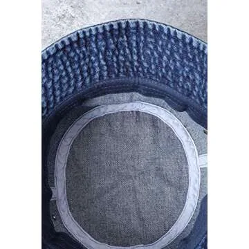 MIRMARU Vintage 100% Cotton Canvas Denim Bucket Hat - Casual Outdoor Fishing Hiking Safari Boonie Hat.(NH-1530-DARK Blue-SM)