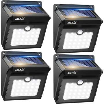 Solar Outdoor Motion Sensor Security Lights - 4 Pack