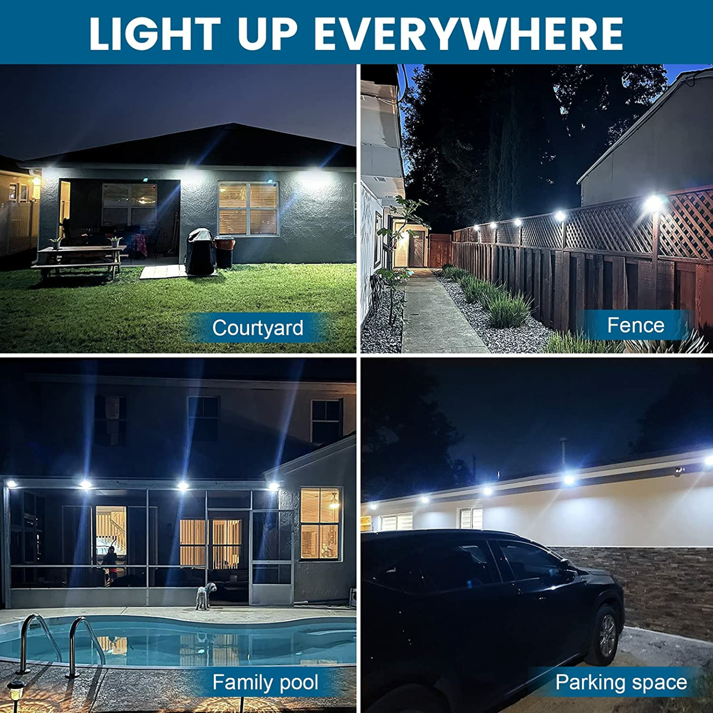 Solar Outdoor Motion Sensor Security Lights - 4 Pack