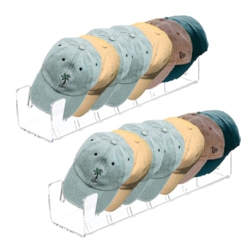 Adouiry 2 Pack Acrylic Hat Organizer Shelf - Clear Hat Organizer Holder Rack for Closet Shelf - Hat ...