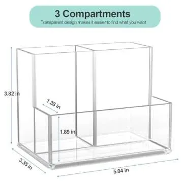 runzoos Pen Holder for Desk, Acrylic Pencil Holder for Desk, Makeup Brush Holder Organizer for Vanit...