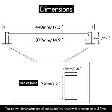 KES Bathroom Towel Holder - 17.3-Inch Self Adhesive Towel Bar, Rustproof SUS 304 Stainless Steel