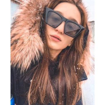 Dollger Square Cat Eye Sunglasses for Women Fashion Retro Classic Black Cat eye Sunglasses UV400 Protection