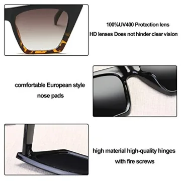 Dollger Square Cat Eye Sunglasses for Women Fashion Retro Classic Black Cat eye Sunglasses UV400 Protection