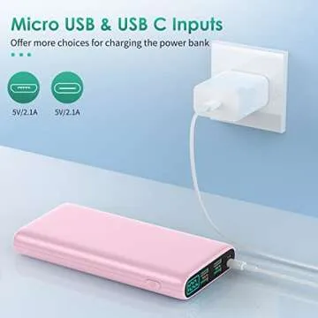 Portable Charger 38800mAh,LCD Display Power Bank,4 USB Outputs Battery Pack Backup, Dual Input USB-C in&out Phone Charging Compatible with iPhone 16/15/14/13 Pro/12,Android Samsung Galaxy/Pixel-Pink