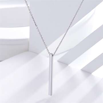 925 Sterling Silver Minimalist Bar Necklace for Women