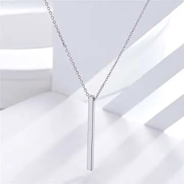 925 Sterling Silver Minimalist Bar Necklace for Women