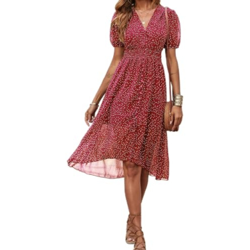 PRETTYGARDEN Women's Casual Vintage V-Neck Floral Midi Dress for All Occasions