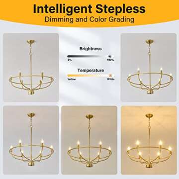 ZBMYRBZJ Gold Chandelier 6-Light,Industrial Iron Candle Chandelier Modern Suspended Farmhouse Chandeliers Pendant Light Fixtures for Dining Room Bedroom Living Room Kitchen Island Foyer E12 Bulb