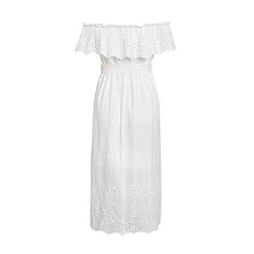 BerryGo Women's Boho White Beach Dress Embroidery Off Shoulder Ruffle Dress