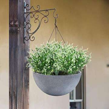 Artificial Lavender Outdoor Plants 6Pcs UV Resistant Fake Shrubs White Flowers Plastic Greenery Bushes Lifelike Decor for Garden Patio Hanging Planter Sidewalk Decoration