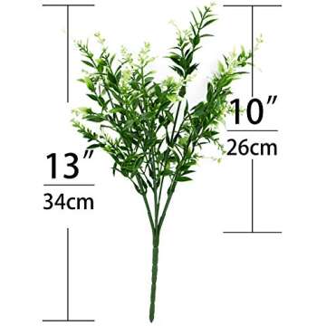 Artificial Lavender Outdoor Plants 6Pcs UV Resistant Fake Shrubs White Flowers Plastic Greenery Bushes Lifelike Decor for Garden Patio Hanging Planter Sidewalk Decoration