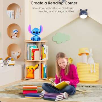 Kinembold 360 Rotating Bookshelf for Kids & Living Room