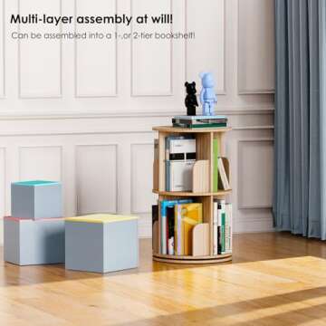 Kinembold 360 Rotating Bookshelf for Kids & Living Room